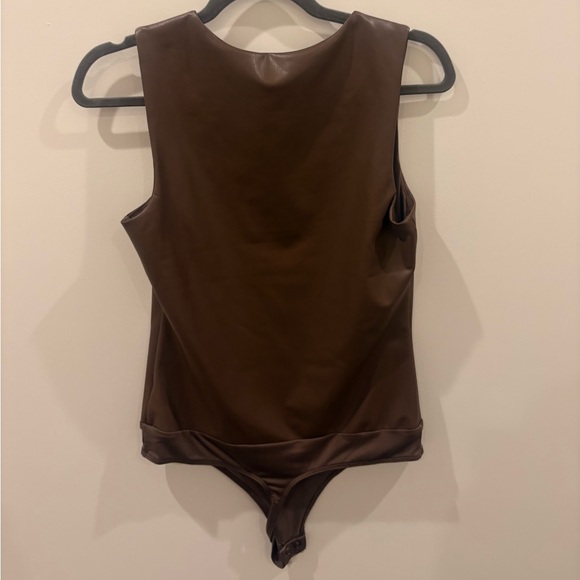 Express Brown Asymmetrical Sleeveless Bodysuit - Picture 3 of 3